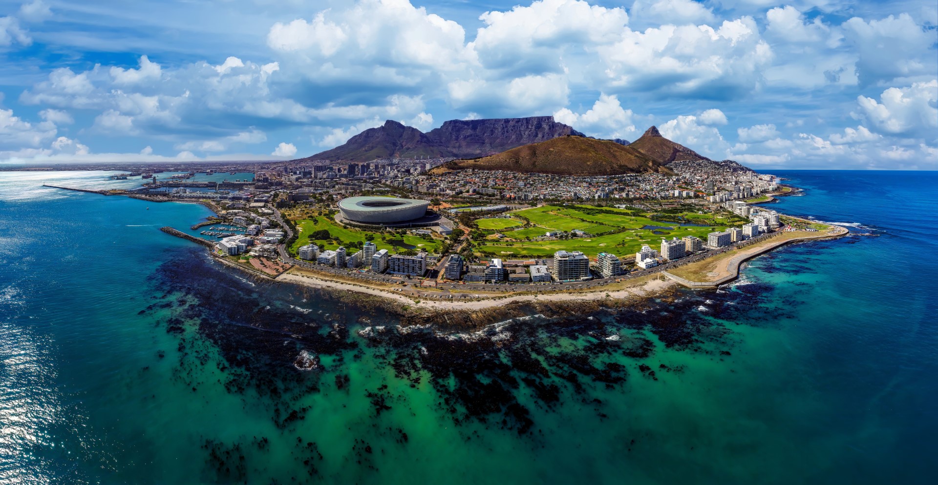 Drone capturing Cape Town coast